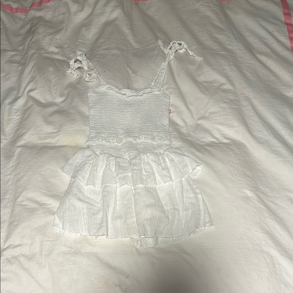 White Ruffled Kids Dress